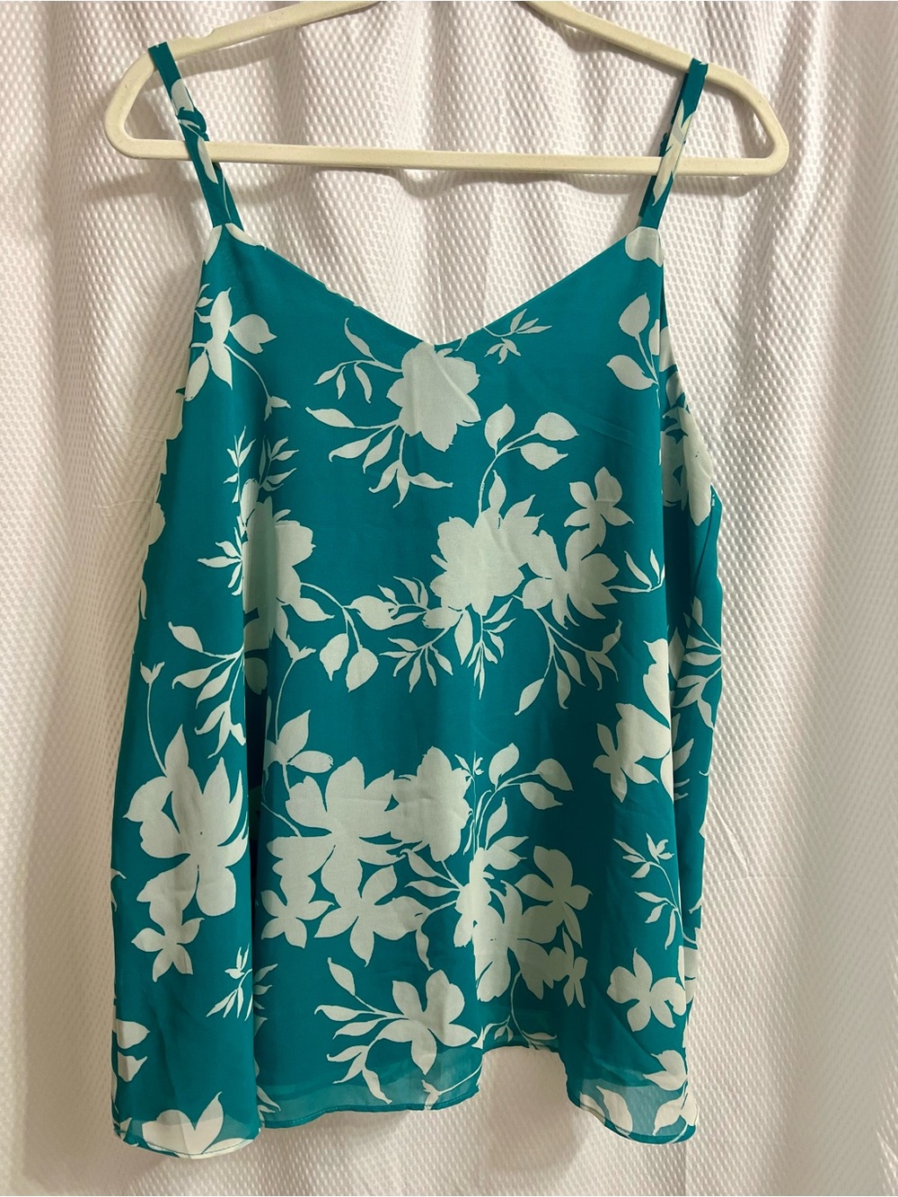 torrid Teal Floral Spaghetti Strap Cami with White Print